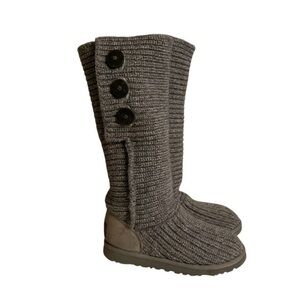 UGG Gray and Brown Knit Boots